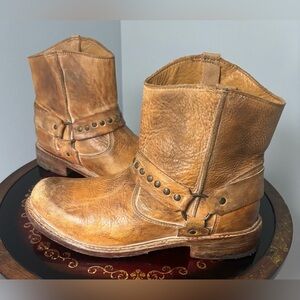 Bed Stu “EXETER” Tan Leather Ankle Motorcycle Boots-WMS SZ 7.5